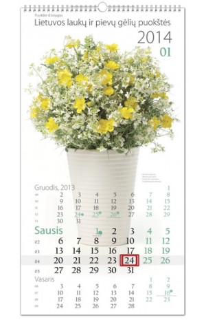 2014 m. kalend. Lietuvos laukų ir pievų gėlių puokštės